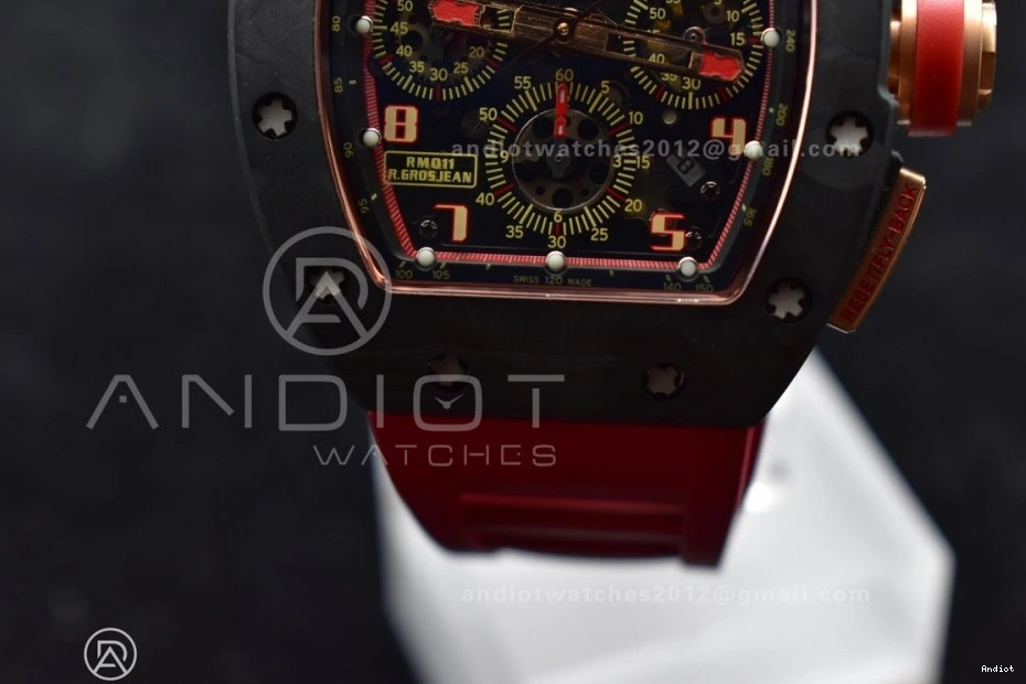 Best on KVF Chrono Rubber Crystal V2 Red Strap 1:1 NTPT Lotus Edition Dial RM011 A7750 1130